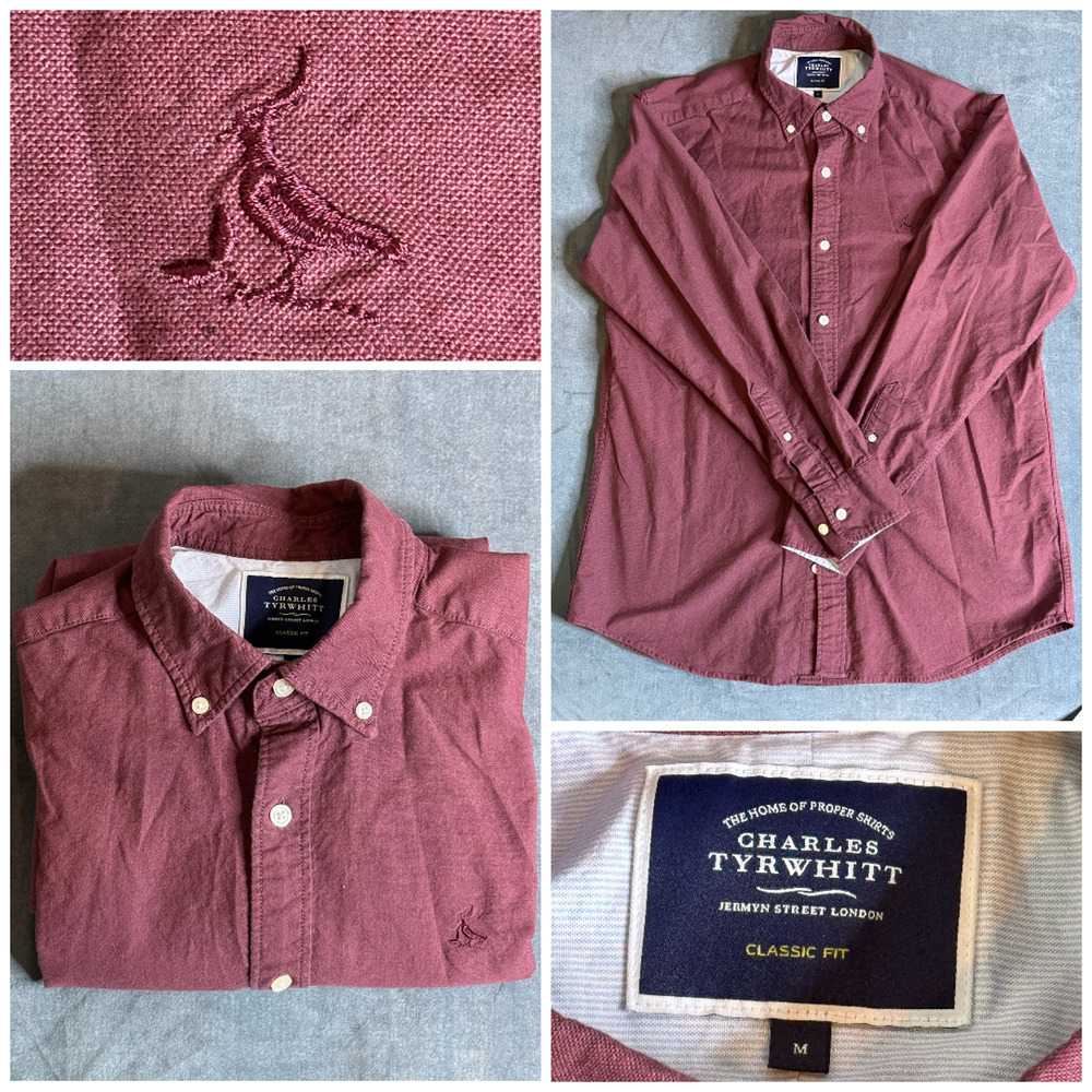 Charles Tyrwhitt Shirt Mens Medium Maroon Button Down Adults